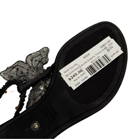 Rene Caovilla black gold butterfly thong sandals size 10 / eu 40 - Picture 7 of 7